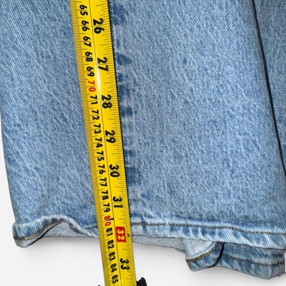 Madewell Y2K Distressed Wide Leg Jeans Size 33 Light Wash - Picture 5 of 7